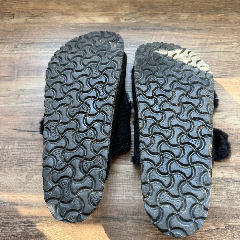 Birkenstock Arizona Shearling Sandals Black Suede Cozycare EU 41/ US 10 Winter